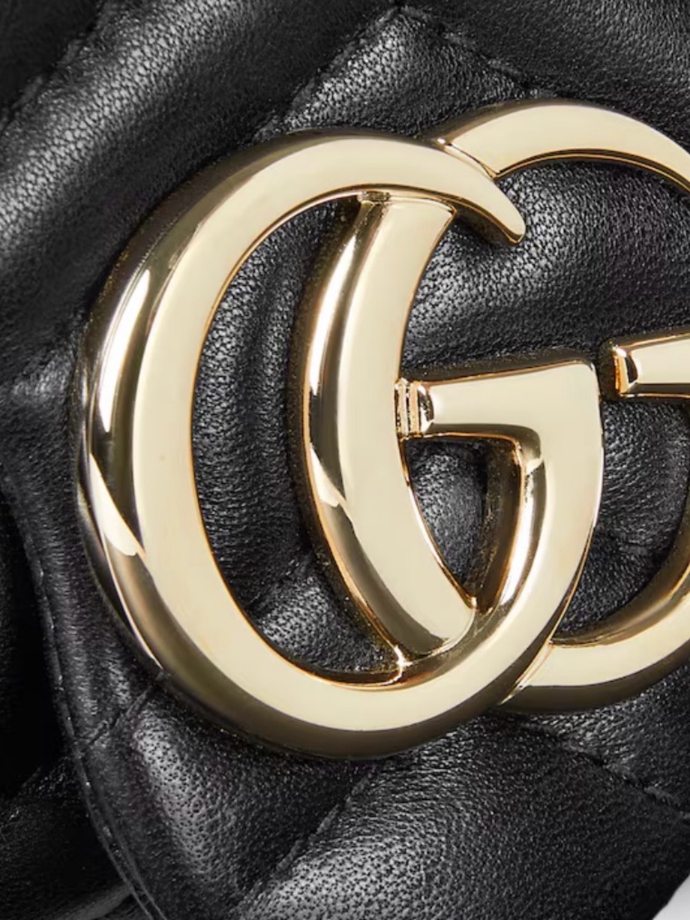 Gucci Black Chevron Quilted Leather Crossbody with Gold GG - Picture 2 of 5